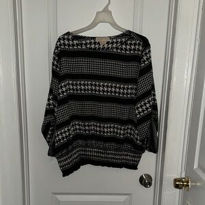 Michael Kors Black and White Houndstooth Crewneck Sweater